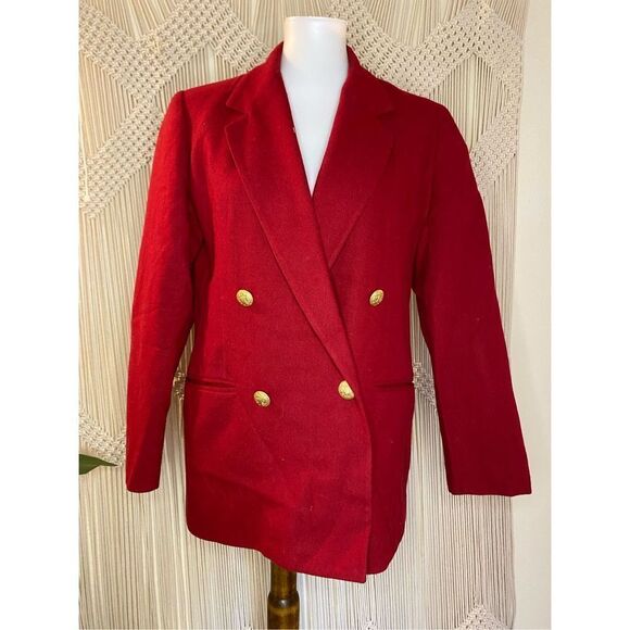 Stephanie Andrews Womens Suit Jacket Blazer Double Breasted Red Size 10P - Picture 3 of 7